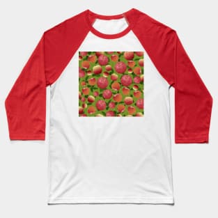 Tossed Apples on Green Fence Square Baseball T-Shirt